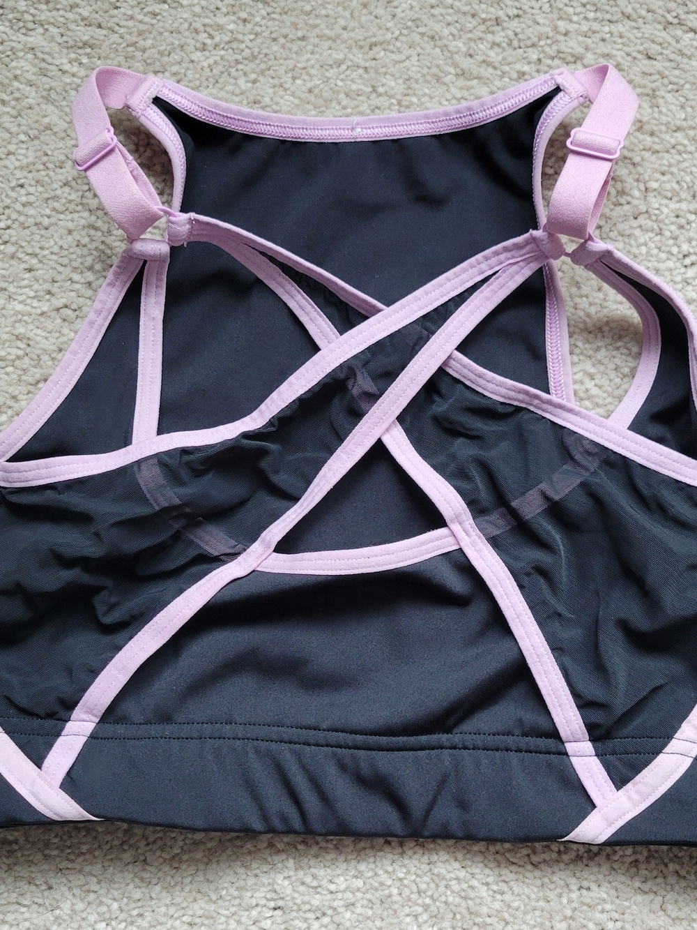 Savage X Fenty Black Sports Bralette with Light Pink Straps
